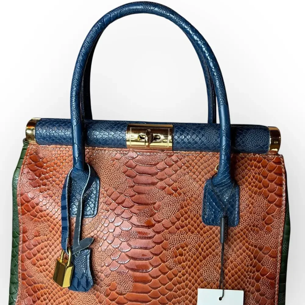 NWT Vintage Giada Pelle Italian‎ Embossed Brown Leather Purse Bag Deadstock - Picture 10 of 12